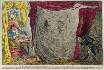 Ci-devant Occupations, of Madame Talian en keizerin Josephine dansen naakt voor Barrass in de winter van 1797, gepubliceerd door Hannah Humphrey in 1805 (ets met aquatint) door James Gillray